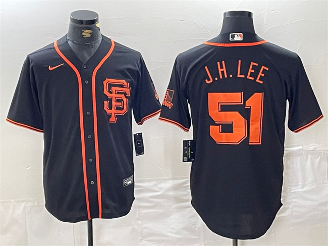Men's San Francisco Giants #51 Jung Hoo Lee Black Stitched Baseball Jersey Men's San Francisco Giants #51 Jung Hoo Lee Black Stitched Baseball Jersey